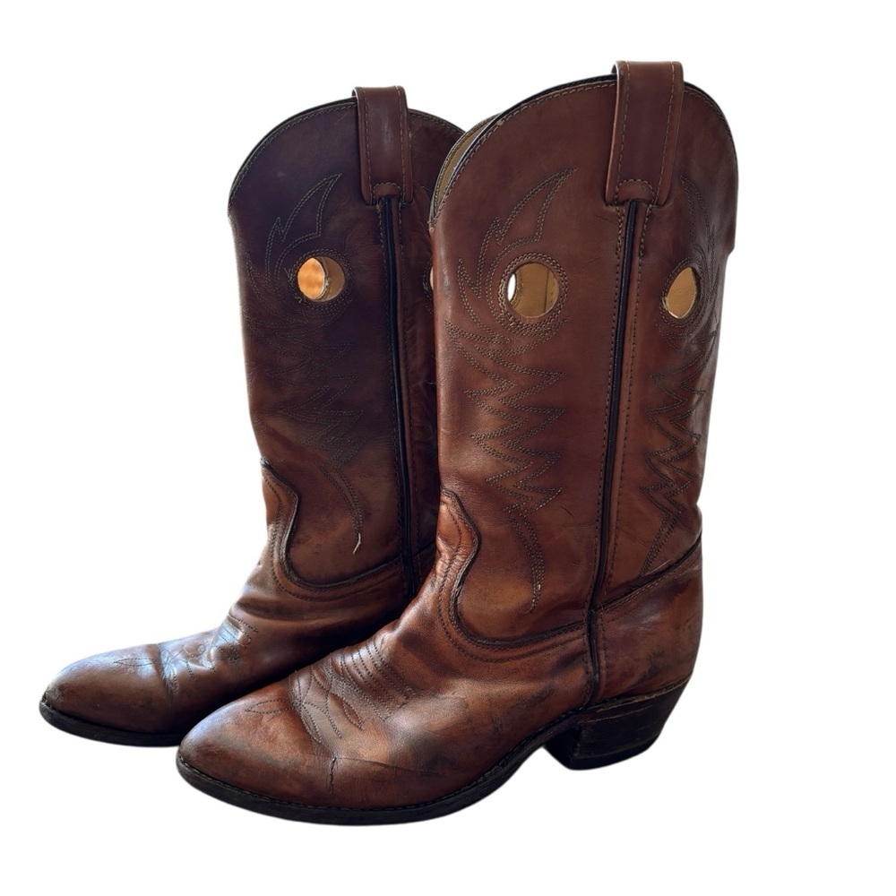 Vibrant Brown Leather Cowboy Boots